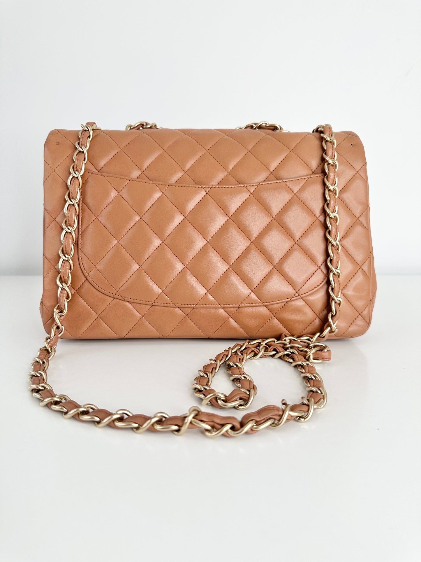 Quilted Lambskin Leather Jumbo Single Flap Bag