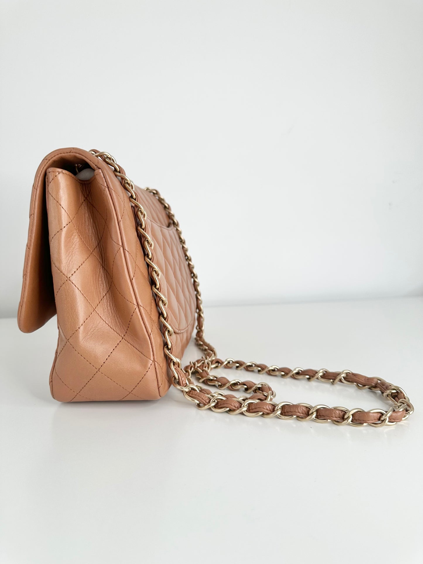 Quilted Lambskin Leather Jumbo Single Flap Bag
