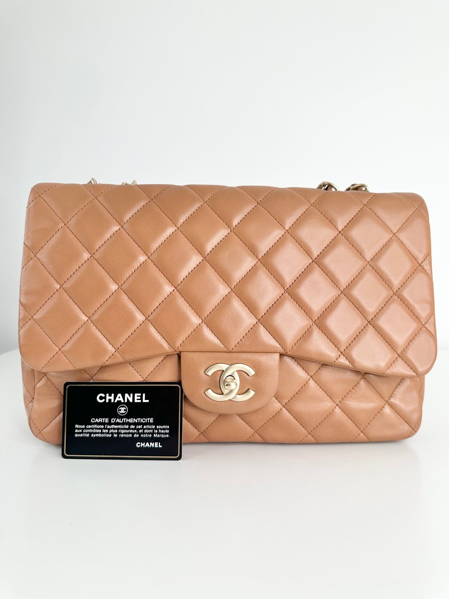 Quilted Lambskin Leather Jumbo Single Flap Bag