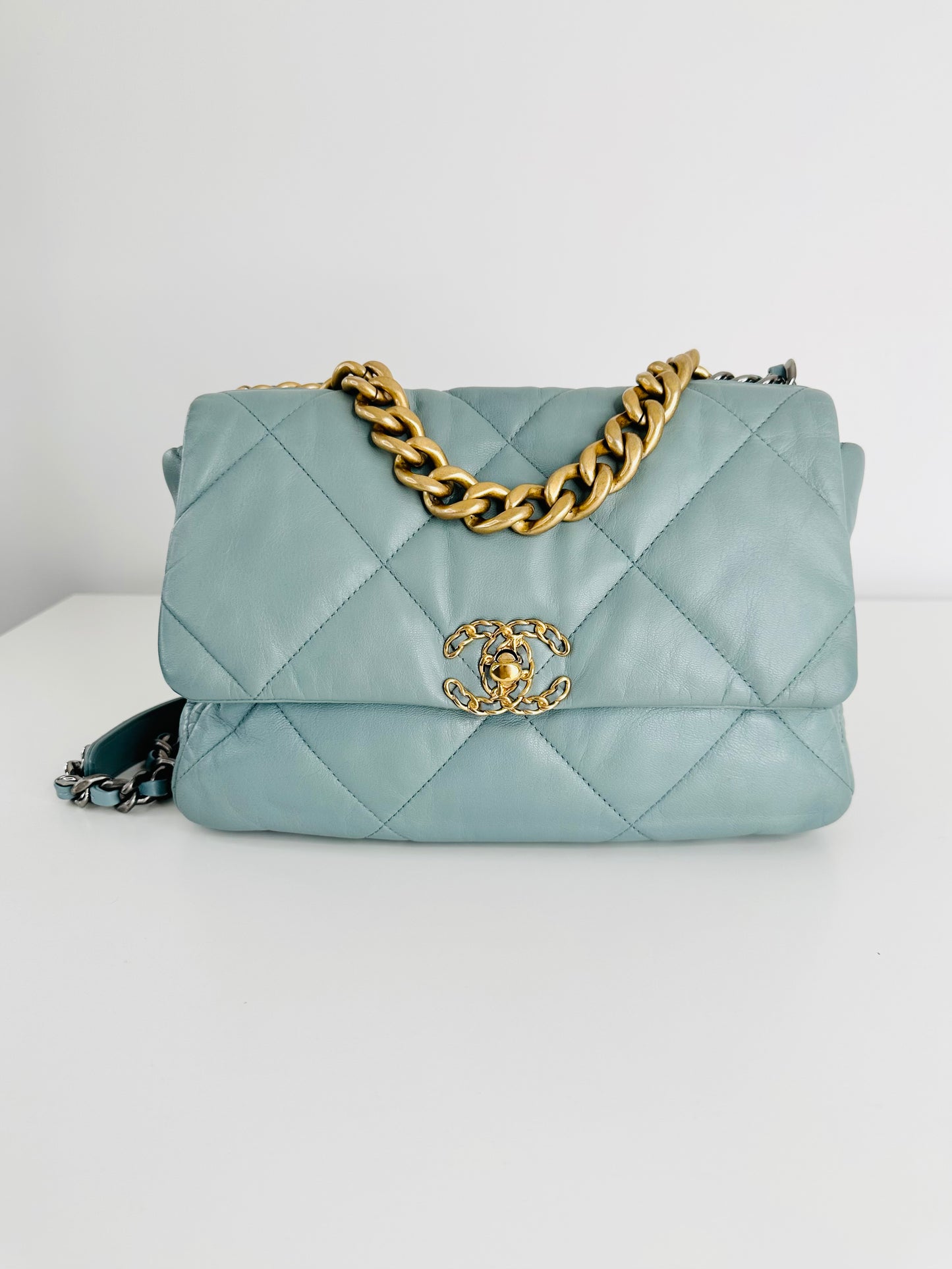 Quilted Lambskin Leather Medium 19 Flap Bag