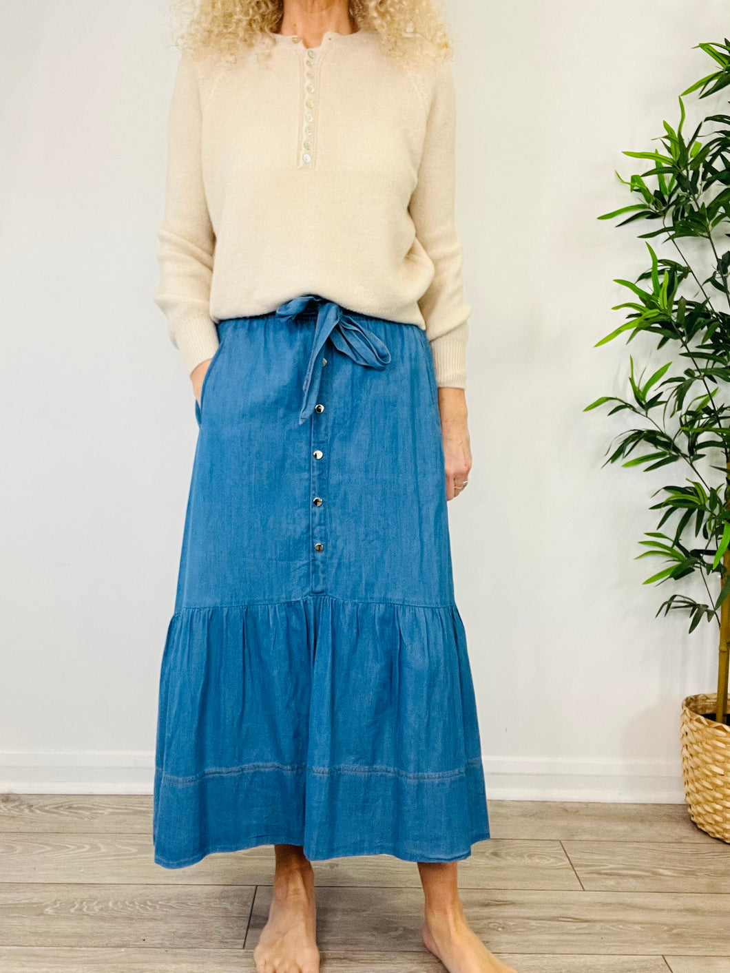 Chambray Denim Skirt - Size 10