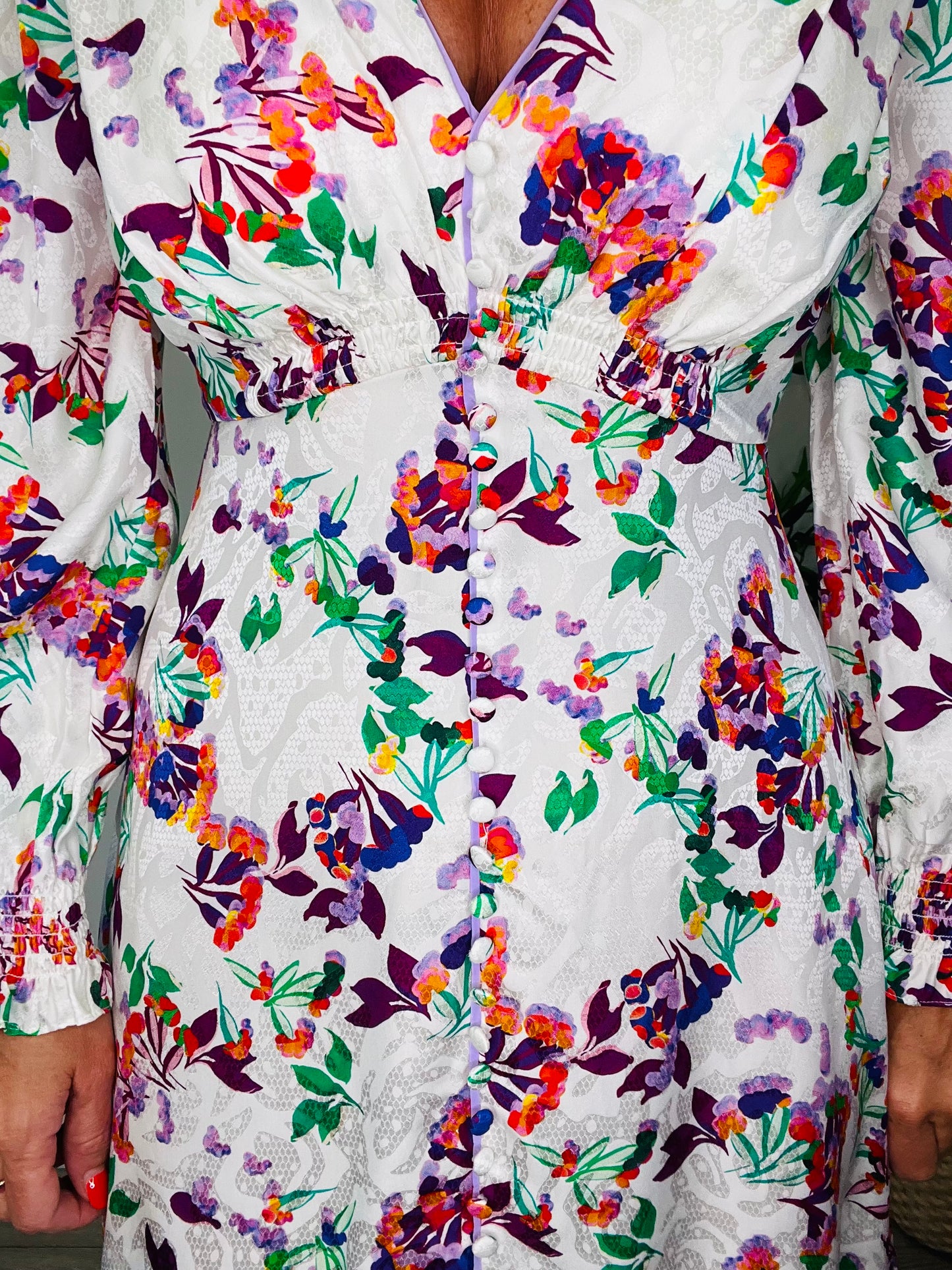 Floral Silk Dress - Size 10