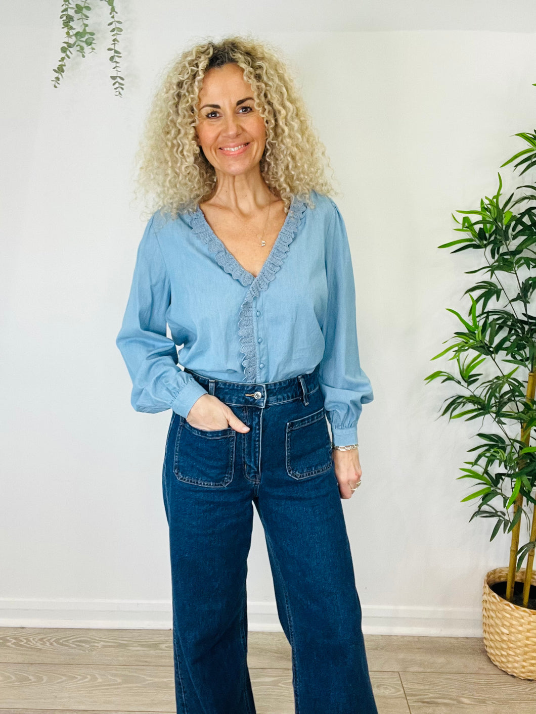 Chambray Denim Blouse - Size 40