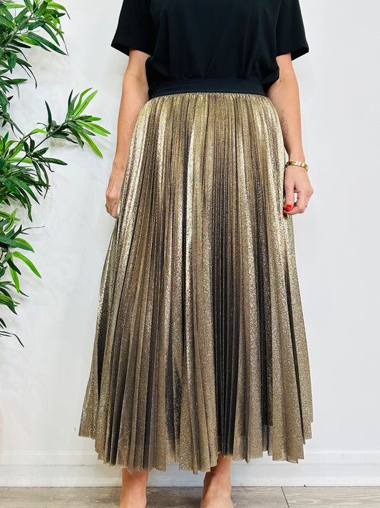 Metallic Pleated Skirt - Size L