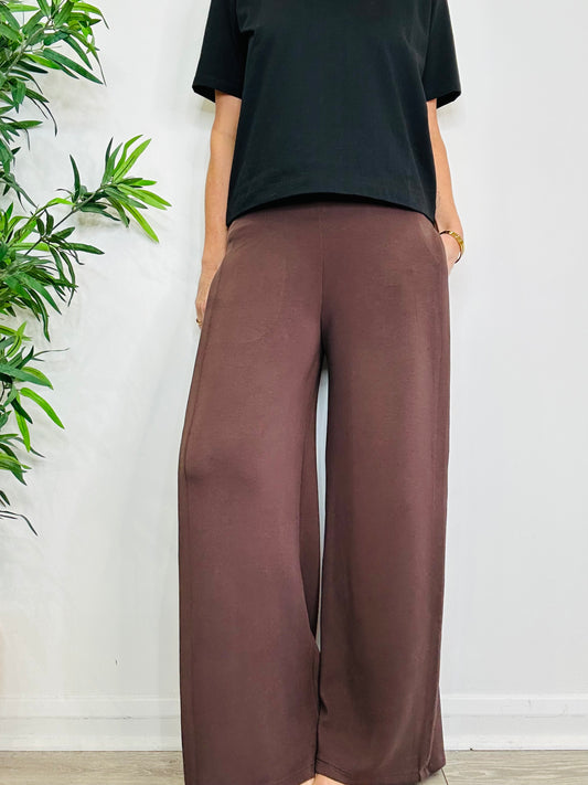 Wide Leg Jersey Trousers - Size S
