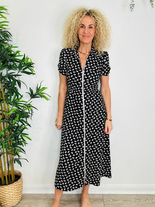 Floral Zip Front Dress - Size 8