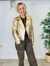 Load image into Gallery viewer, Gold Leather Jacket - Size M
