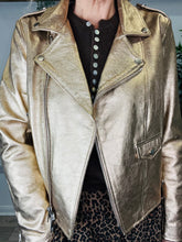 Load image into Gallery viewer, Gold Leather Jacket - Size M
