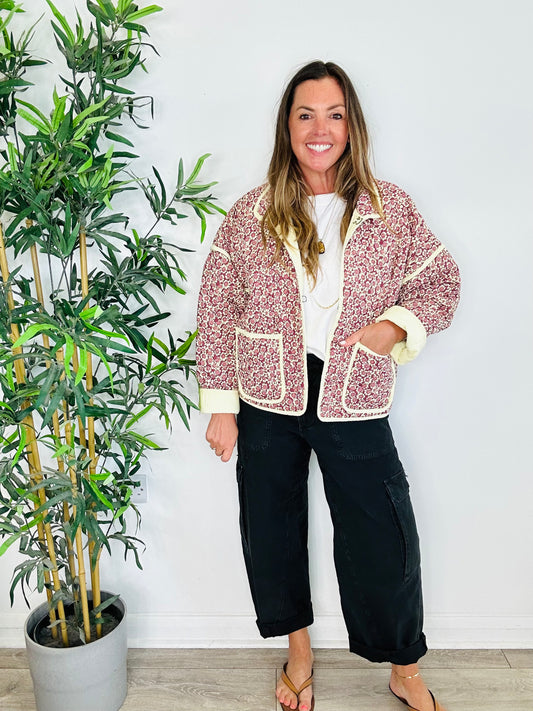 Floral Quilted Jacket - Size XS