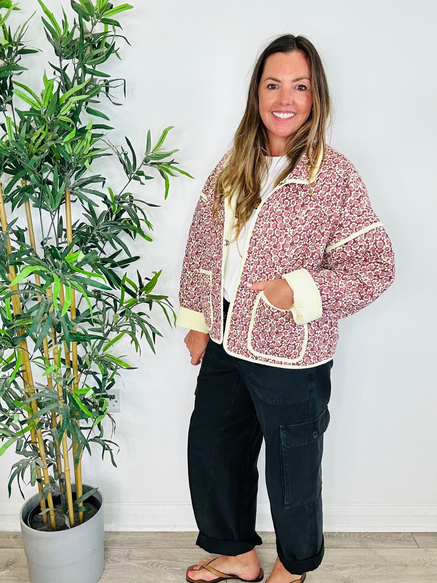 Floral Quilted Jacket - Size XS