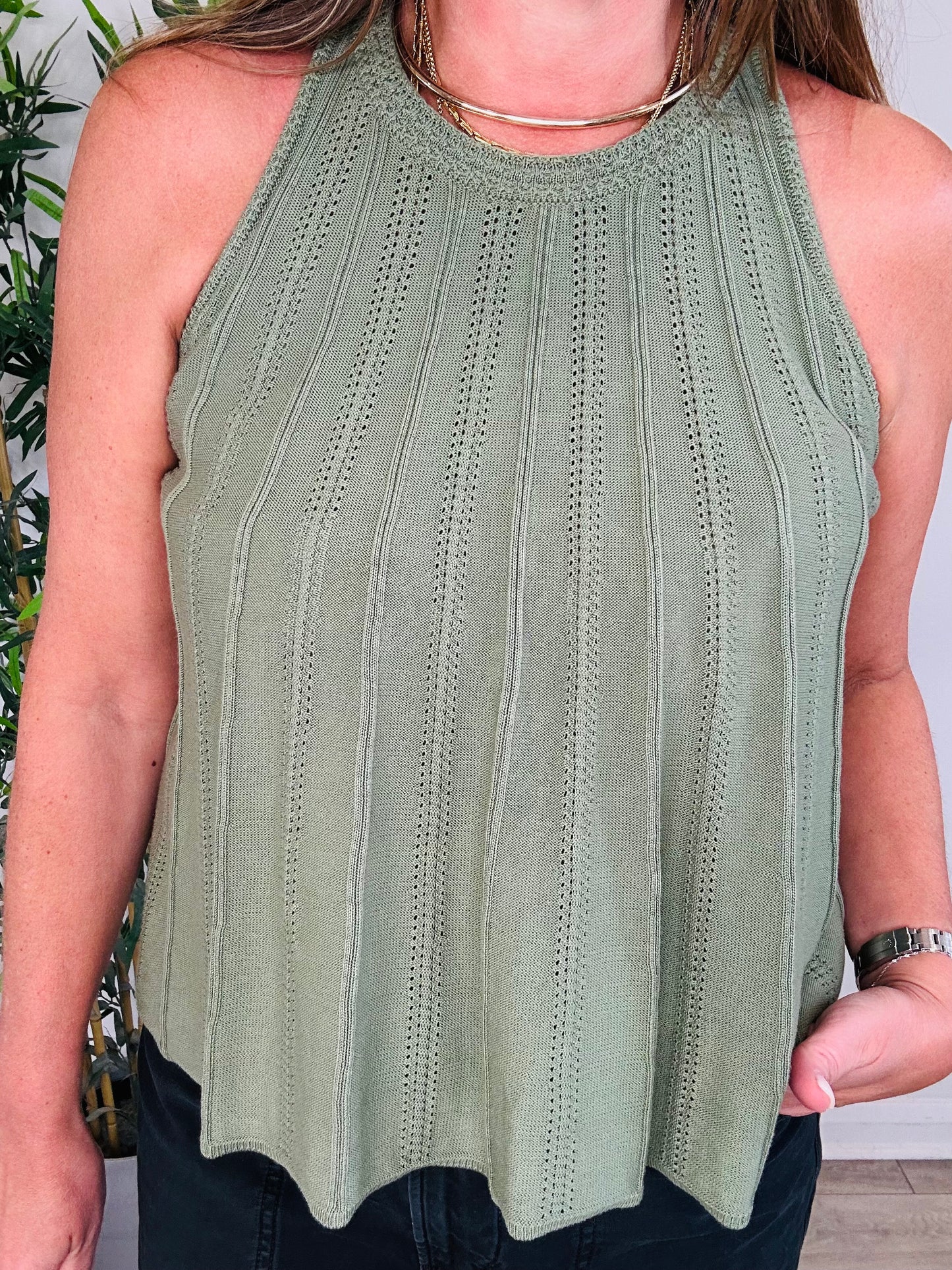 Pointelle Knit Tank Top - Size 1