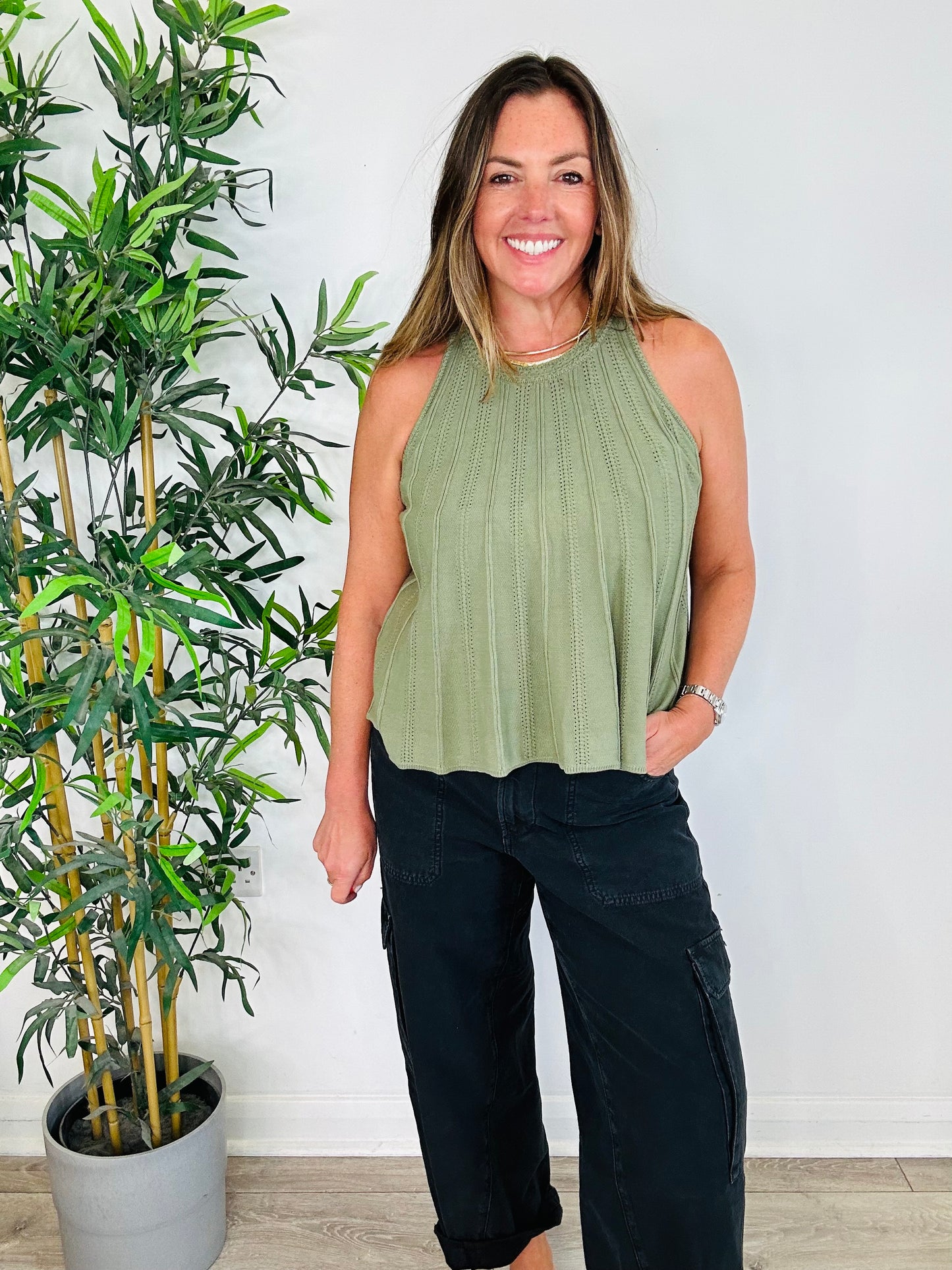 Pointelle Knit Tank Top - Size 1