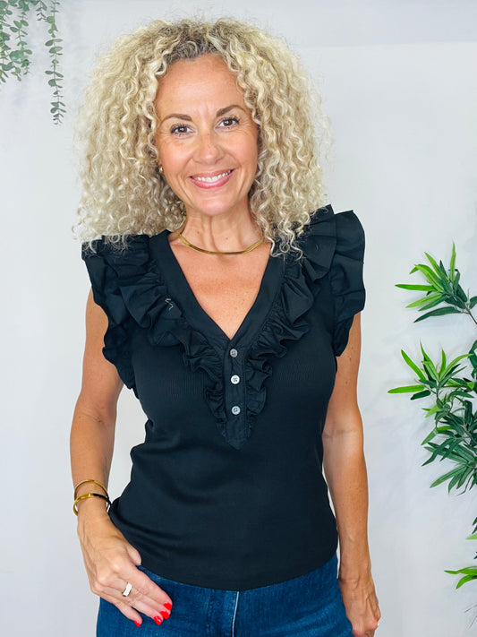 Ribbed Frill Top - Size 12