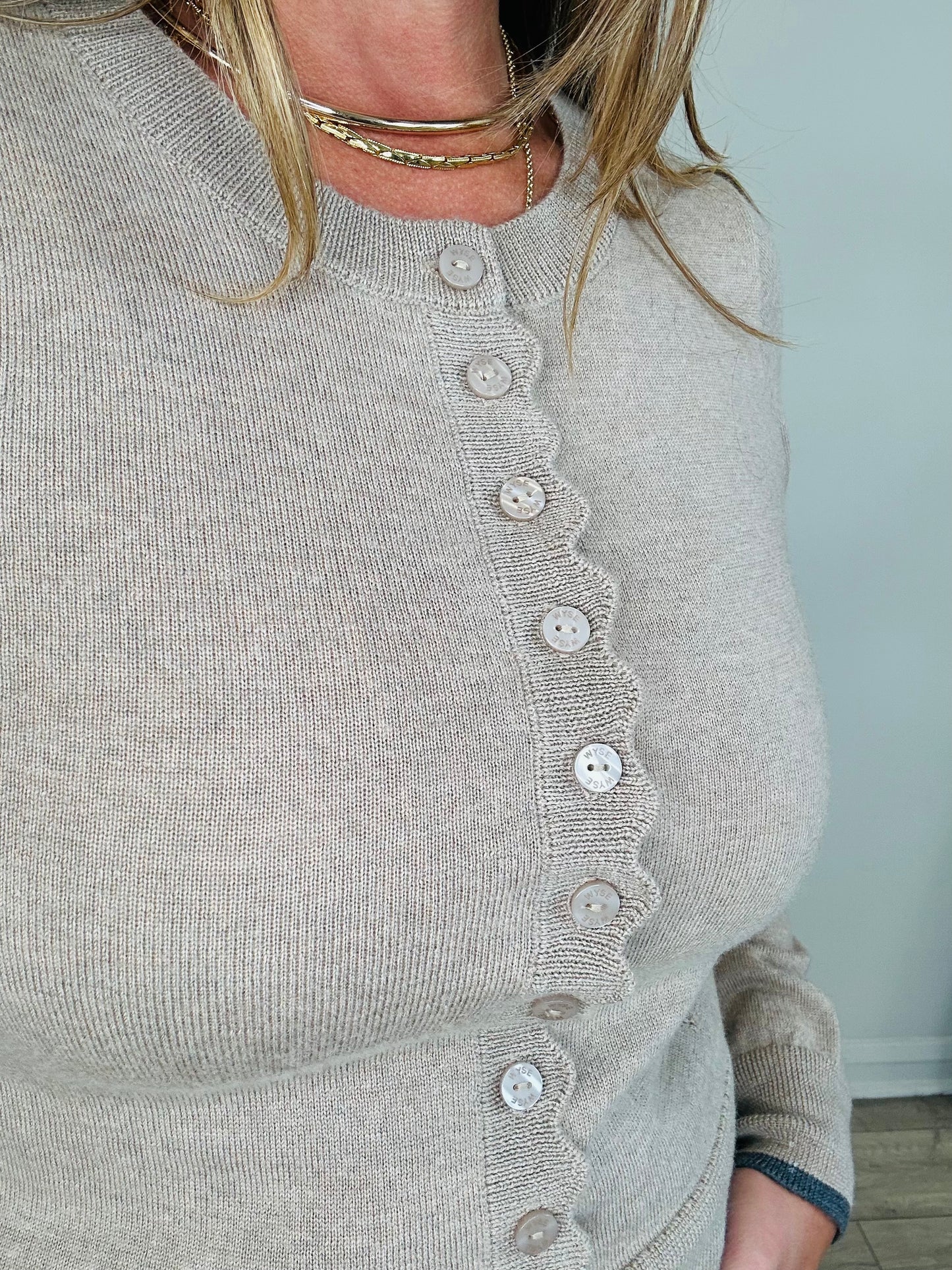 Scallop Merino Wool Cardigan - Size XS