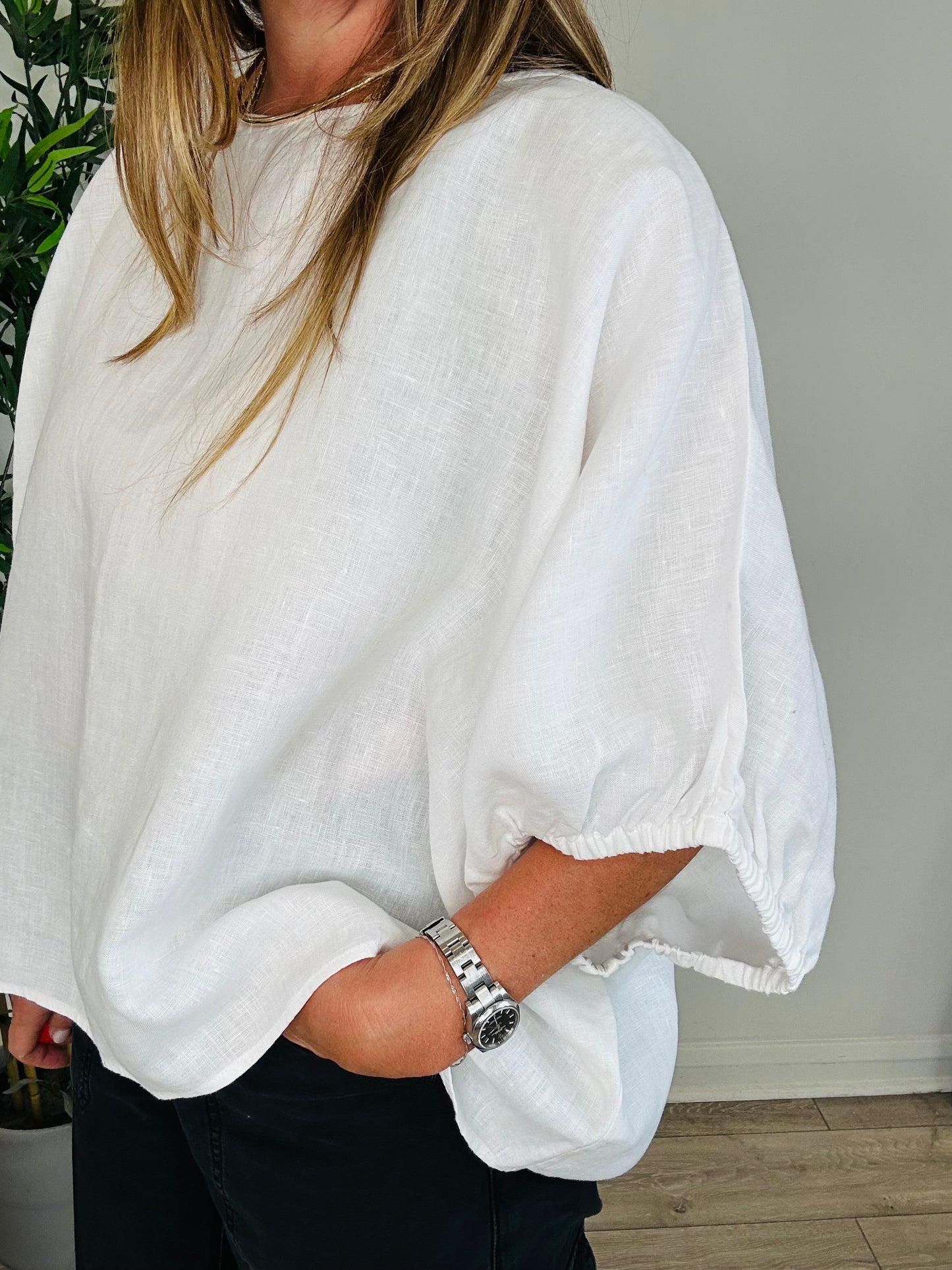 Oversized Linen Top - Size L