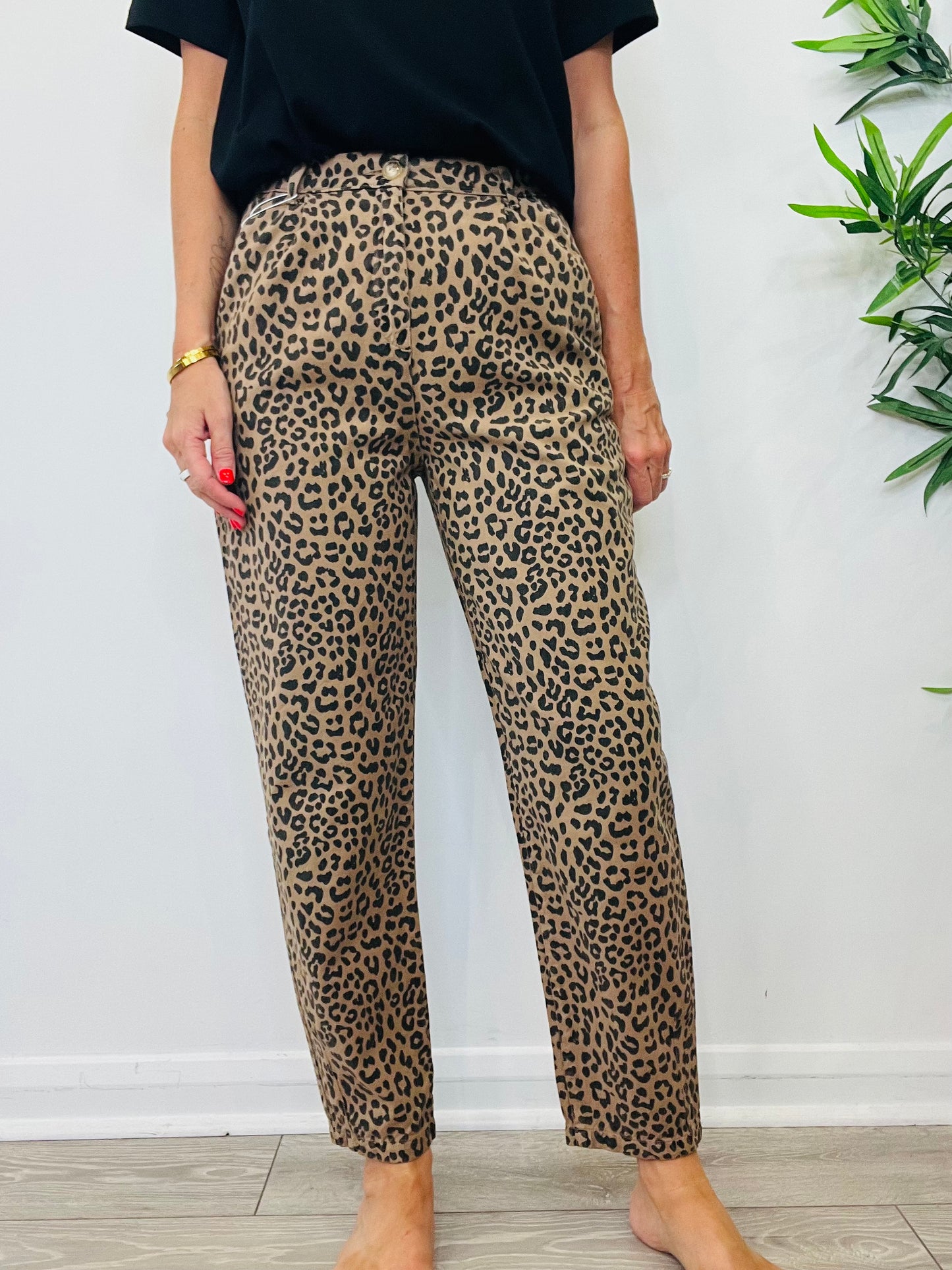 Leopard Print Trousers - Size 36