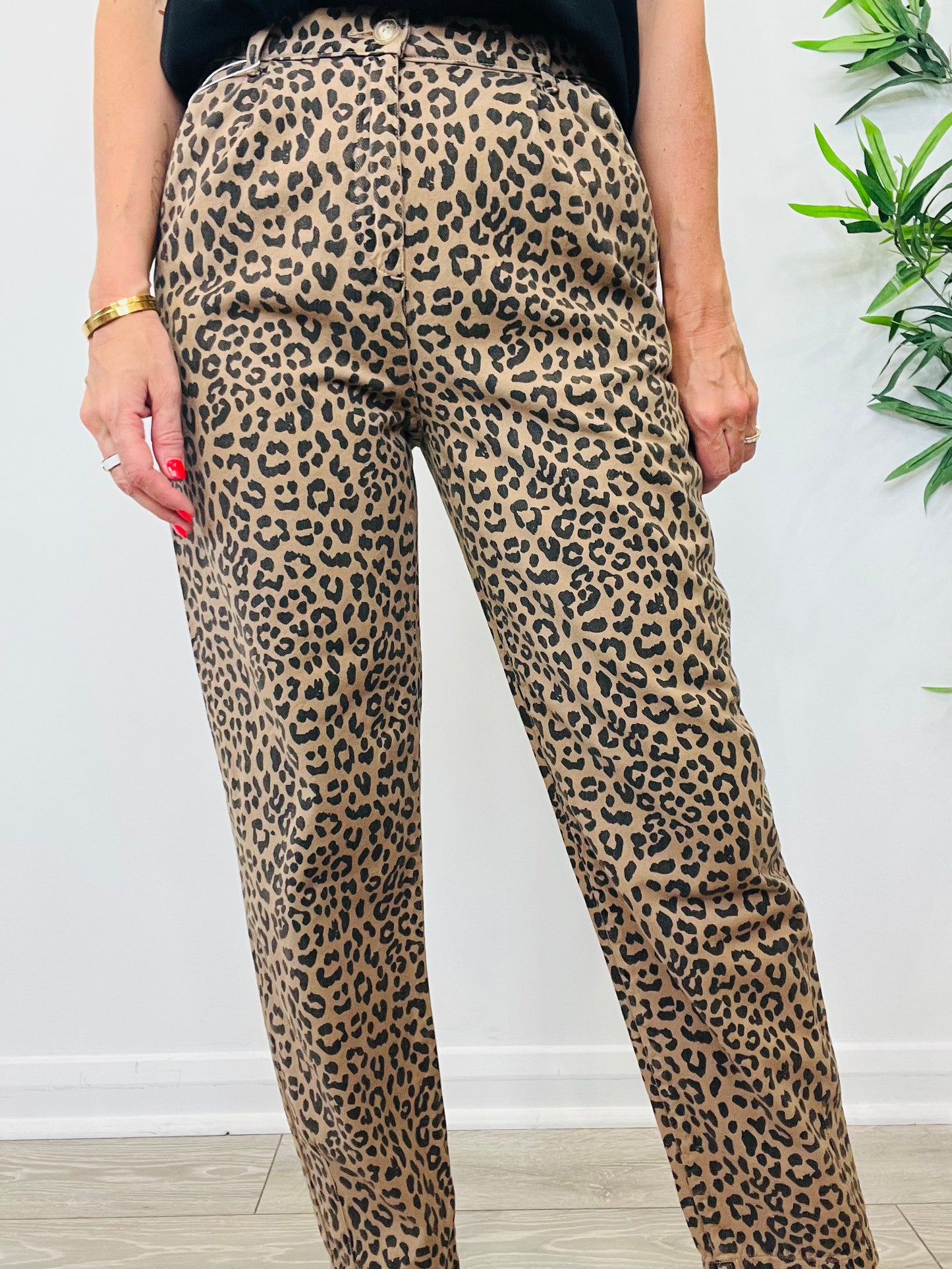Leopard Print Trousers - Size 36