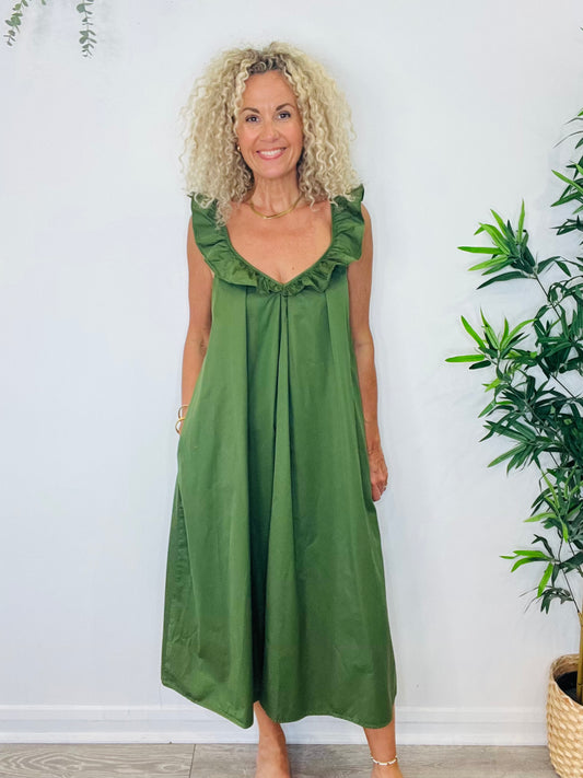 Frill Cotton Dress - Size S
