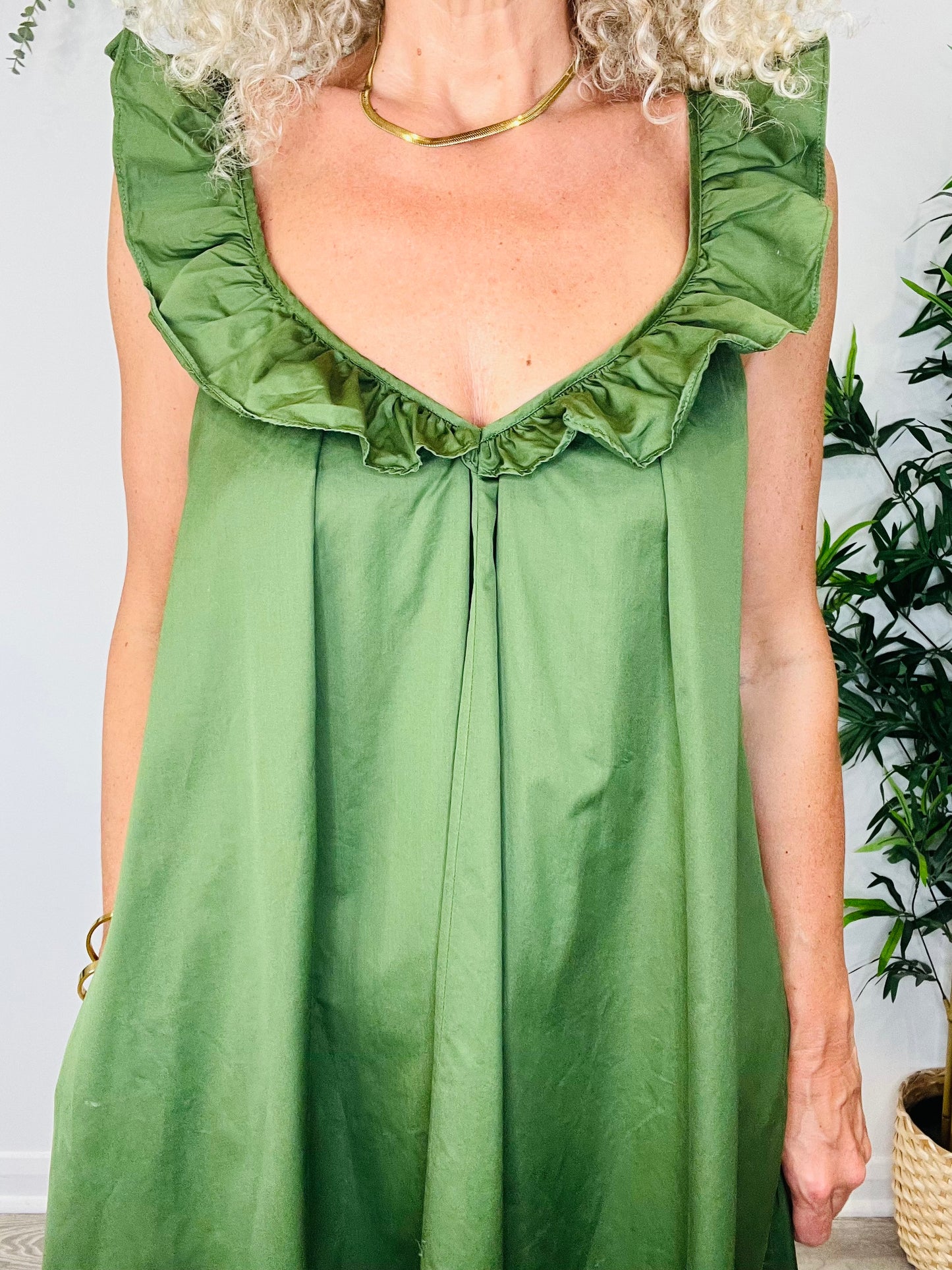 Frill Cotton Dress - Size S
