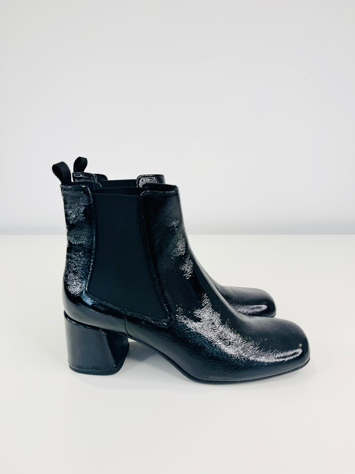 Patent Leather Ankle Boots - Size 40.5