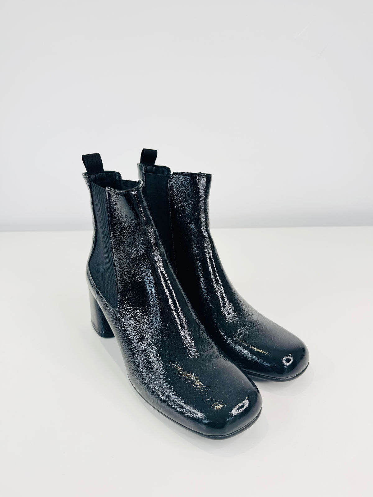 Patent Leather Ankle Boots - Size 40.5