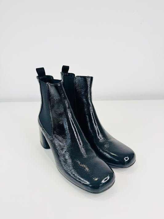 Patent Leather Ankle Boots - Size 40.5