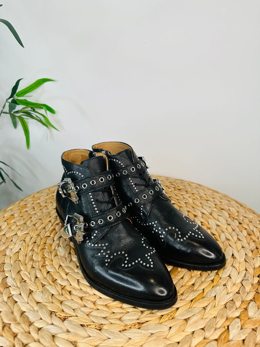 Studded Leather Boots - Size 38