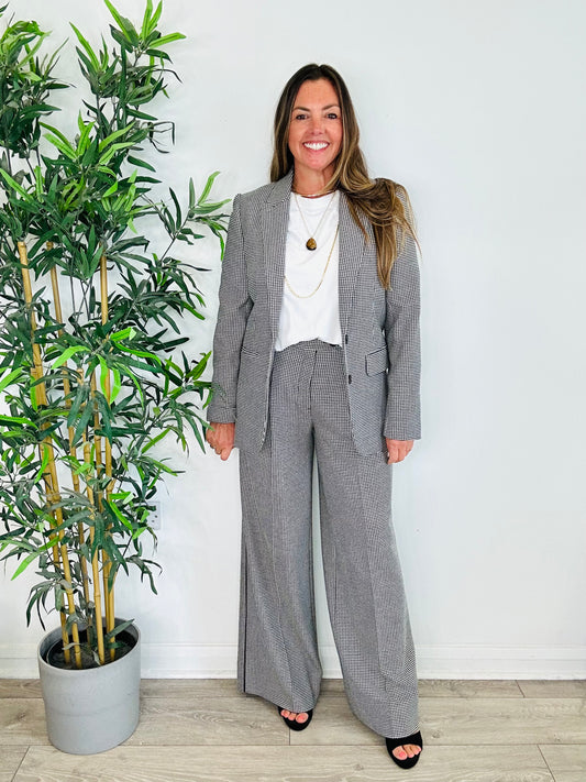 Houndstooth Check Trousers Suit - Size 8