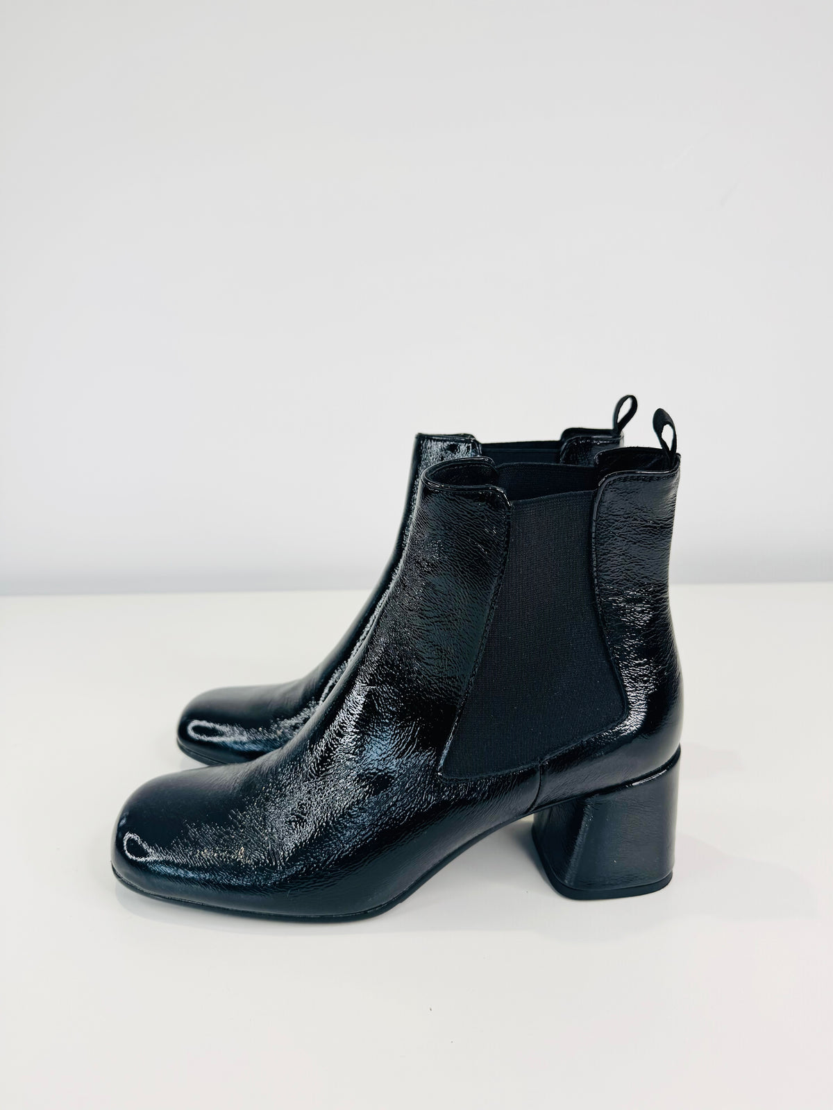 Patent Leather Ankle Boots - Size 40.5