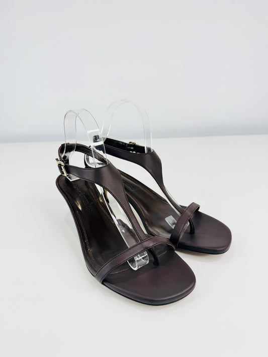 Leather T-Bar Sandals - Size 40