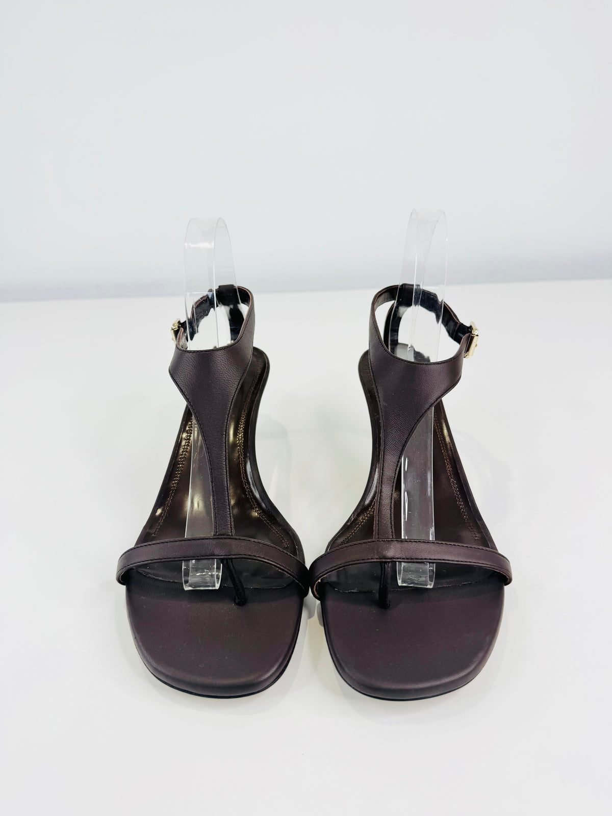 Leather T-Bar Sandals - Size 40