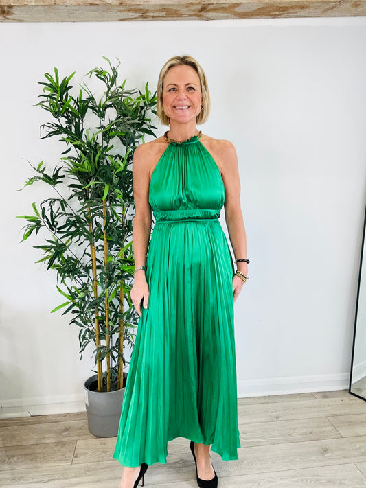 Pleated Satin Dress - Size 34