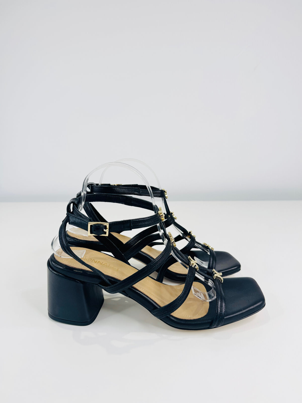 Leather Block Heel Sandals - Size 41