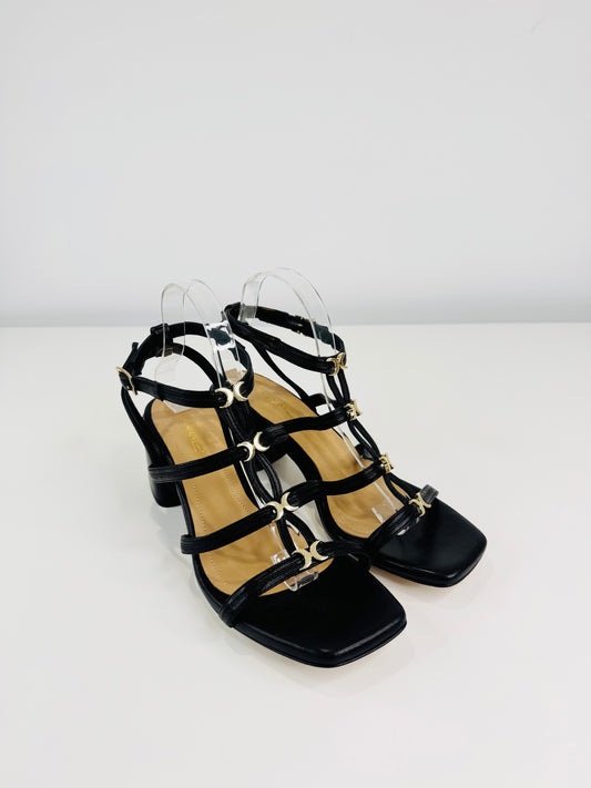 Leather Block Heel Sandals - Size 41