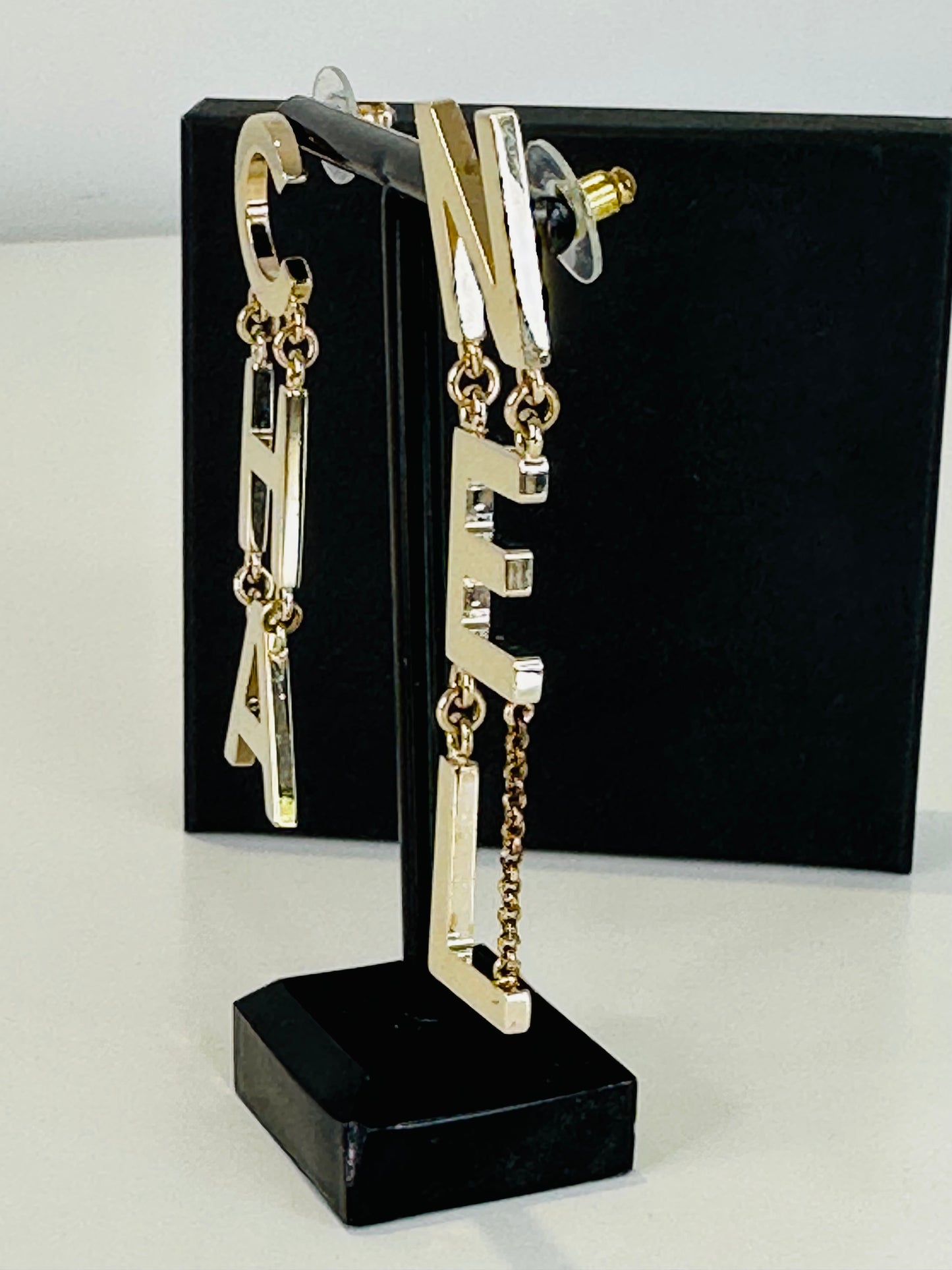 Gold Tone Letter Drop Earrings