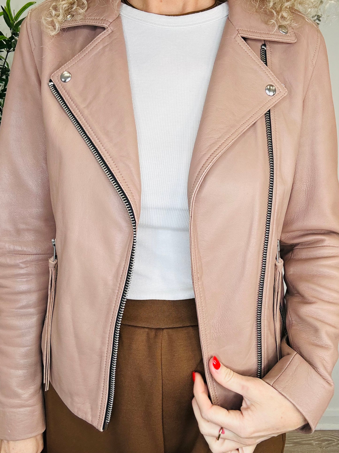 Leather Biker Jacket - Size 12