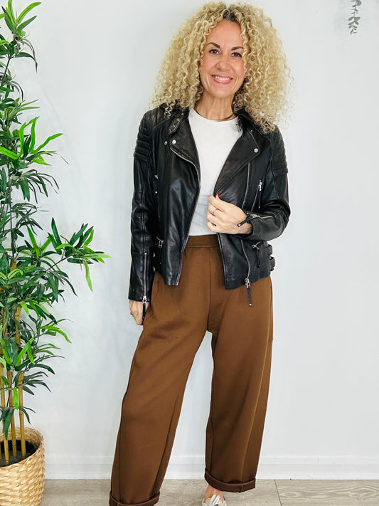 Leather Biker Jacket - Size 14