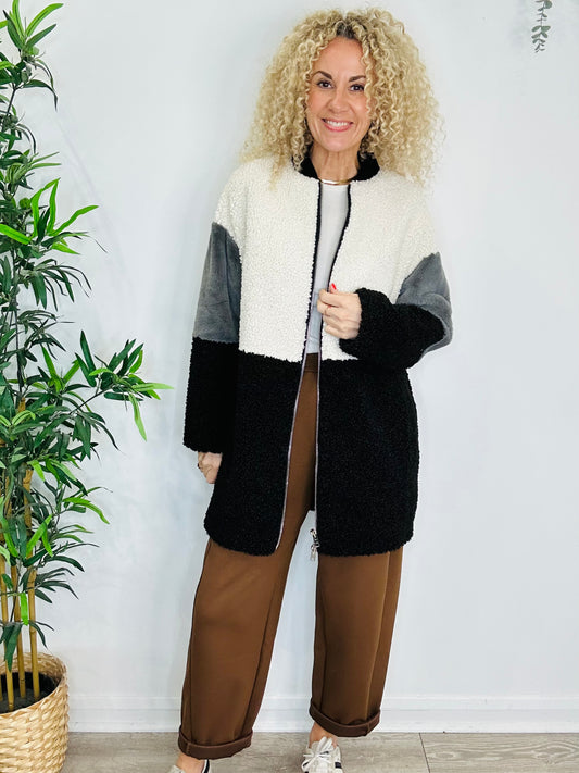 Faux Shearling Coat - Size 12