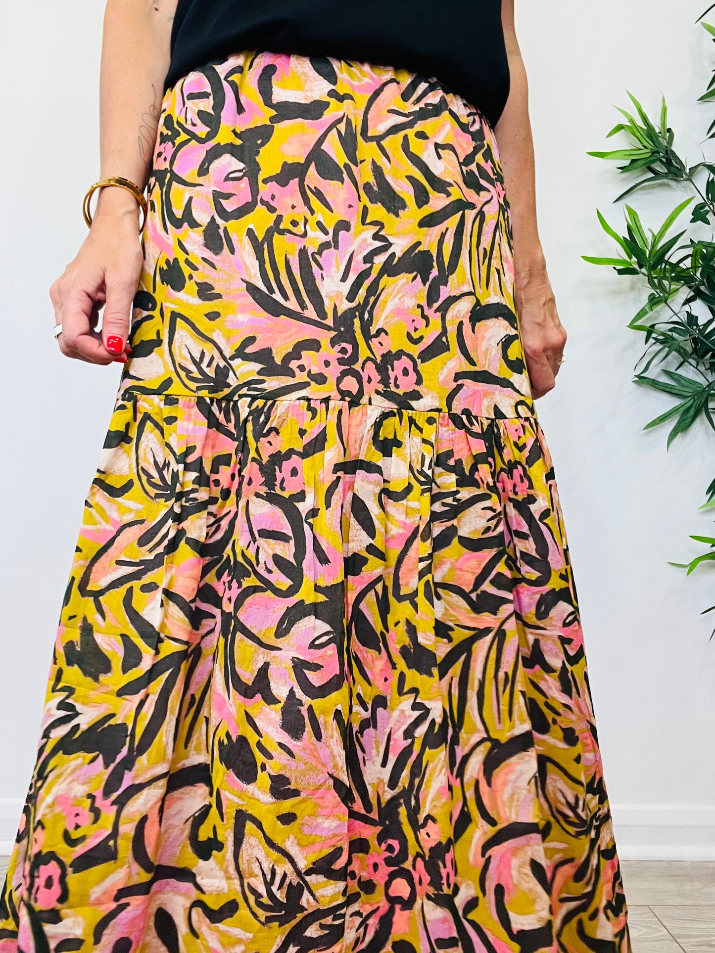 Patterned Maxi Skirt - Size 2
