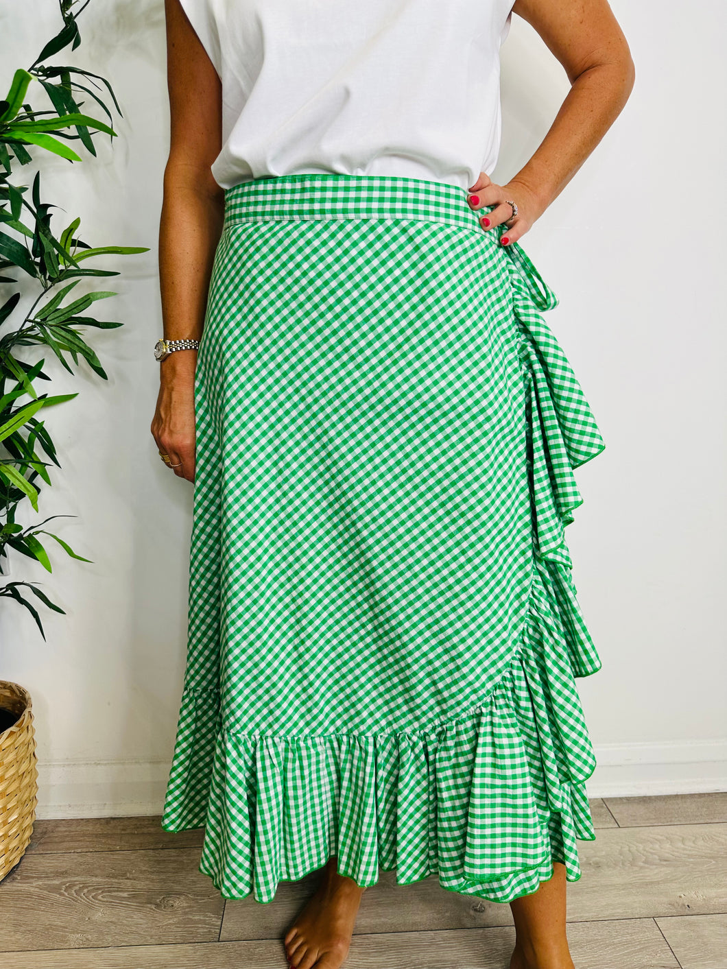 Check Wrap Skirt - Size M