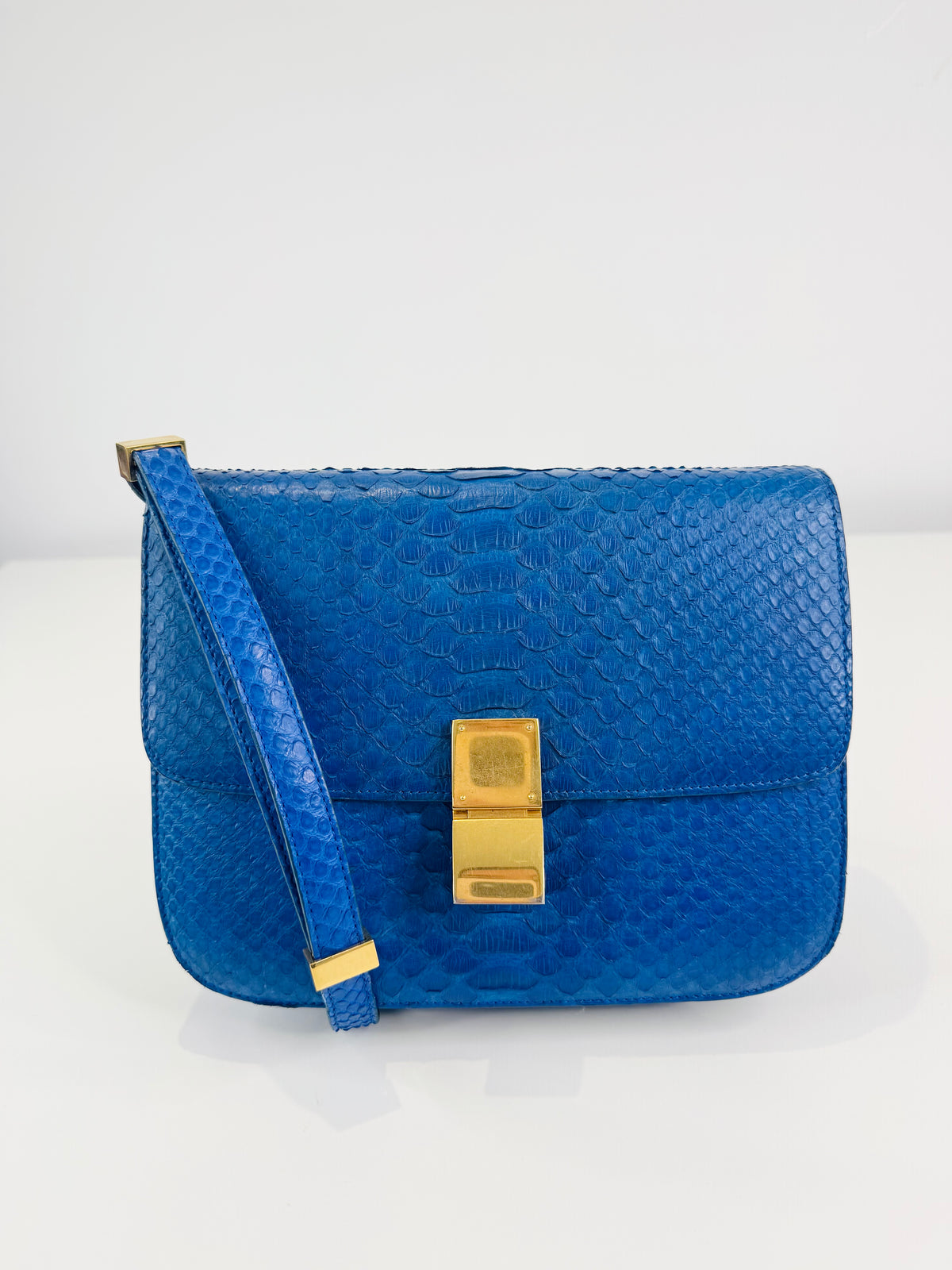 Medium Python Skin Box Bag