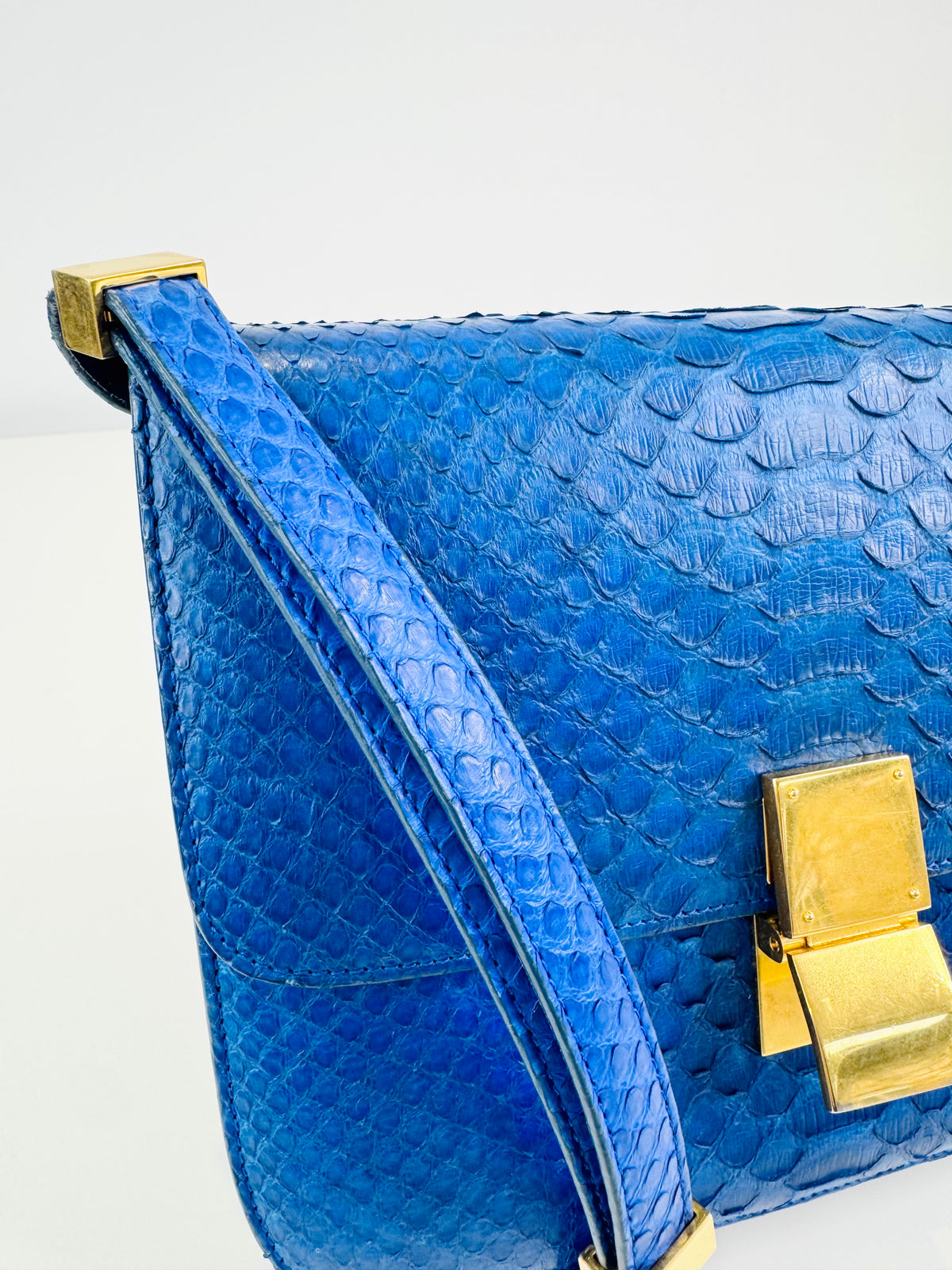 Medium Python Skin Box Bag