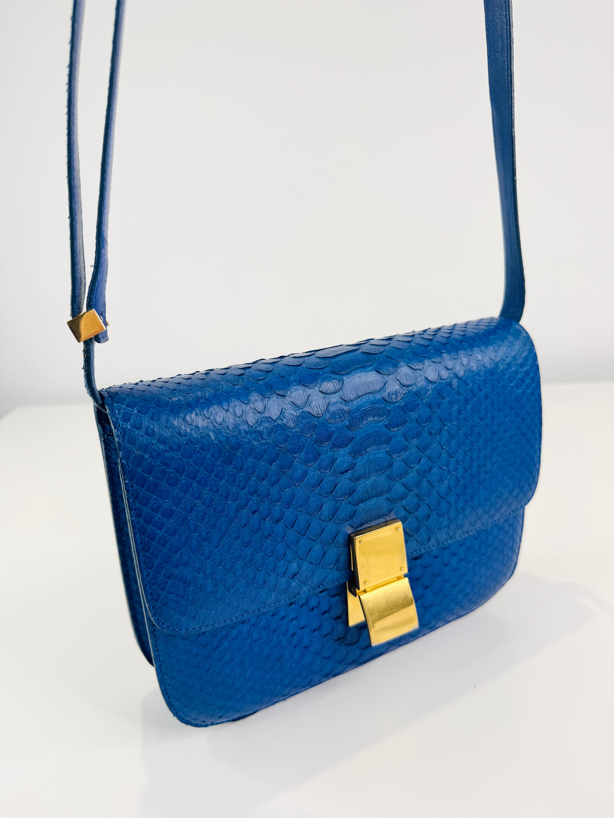 Medium Python Skin Box Bag