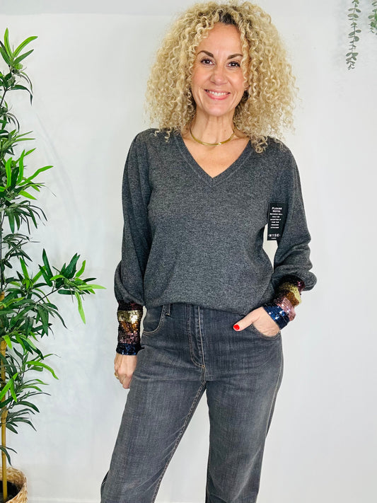 Sequin Cuff Jumper - Size 3