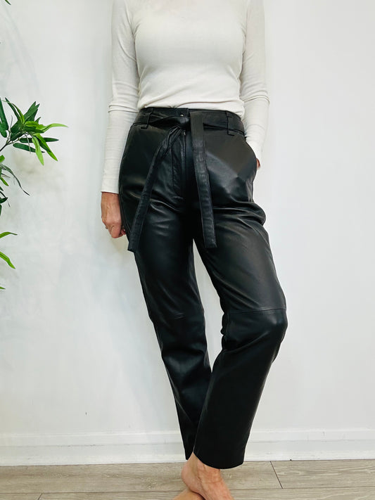 Belted Leather Trousers - Size L