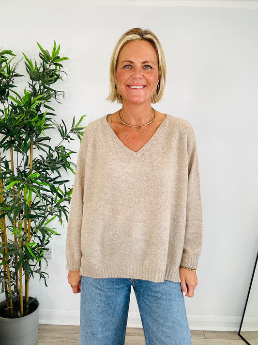 Cashmere V-Neck Jumper - Size 4