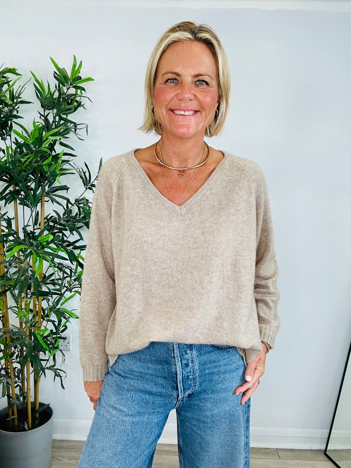 Cashmere V-Neck Jumper - Size 4