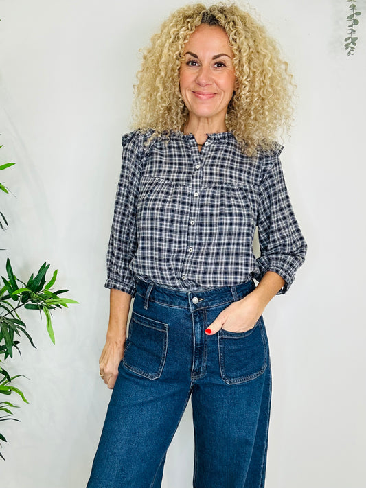 Frill Check Shirt - Size 2