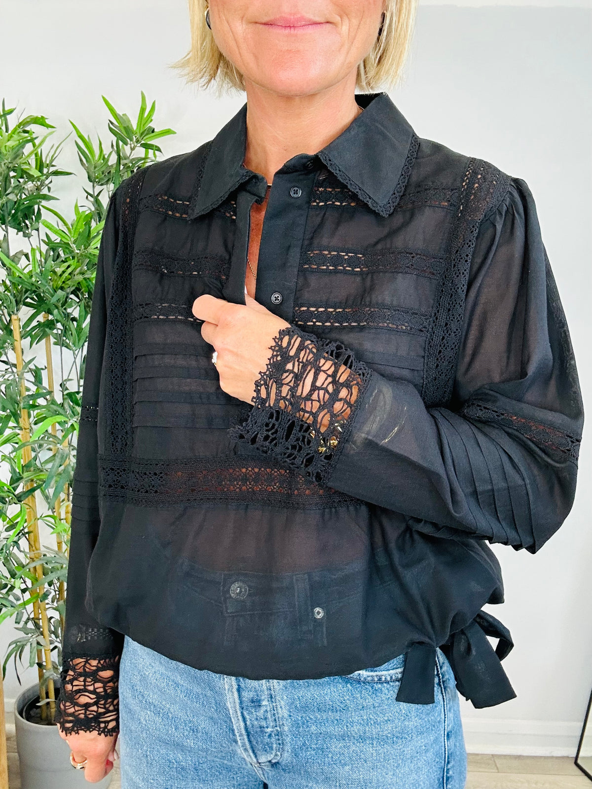 Lace Detail Blouse - Size 34