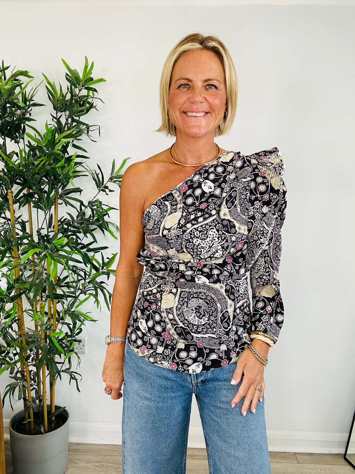 Carina One Shoulder Top - Size 40